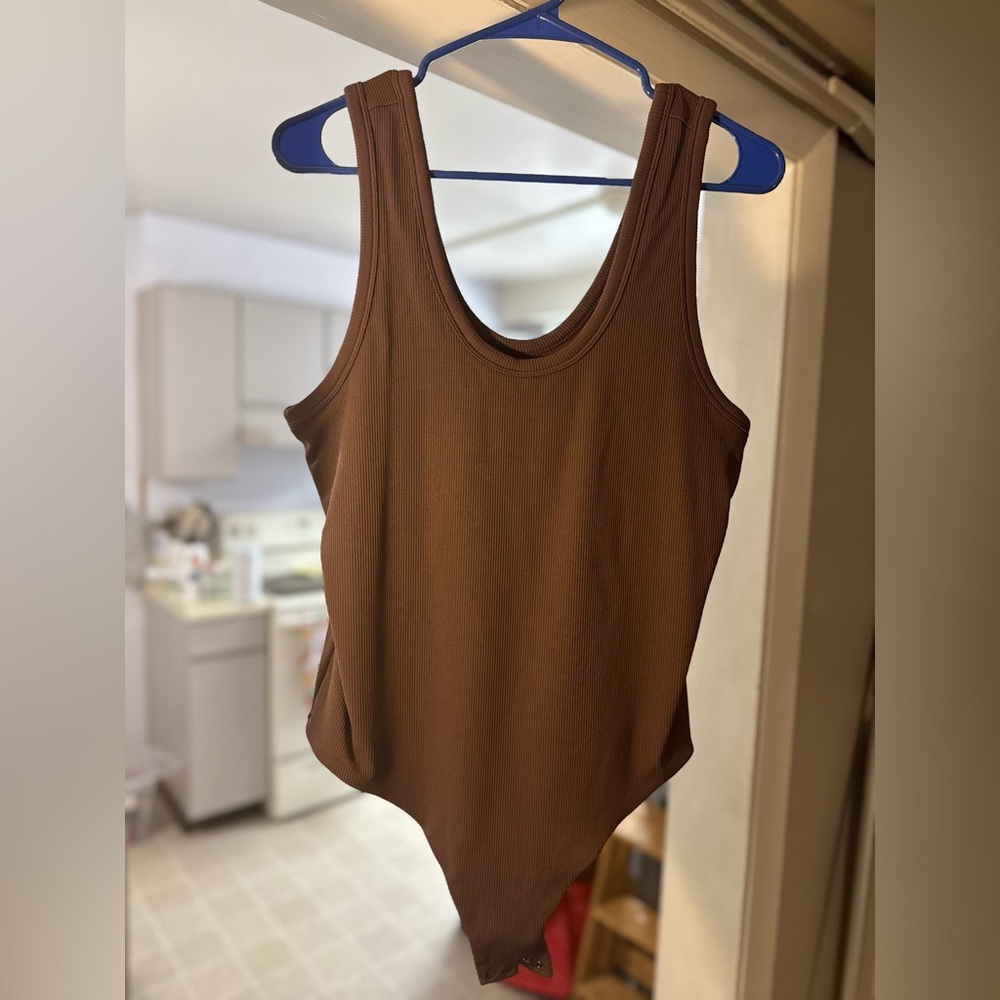 nuuds chocolate ribbed bodysuit